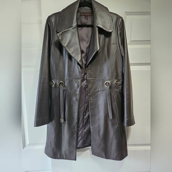 Via Spiga Jackets & Blazers - Dark Brown Leather Coat